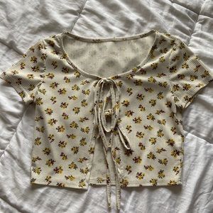 floral off white tie top